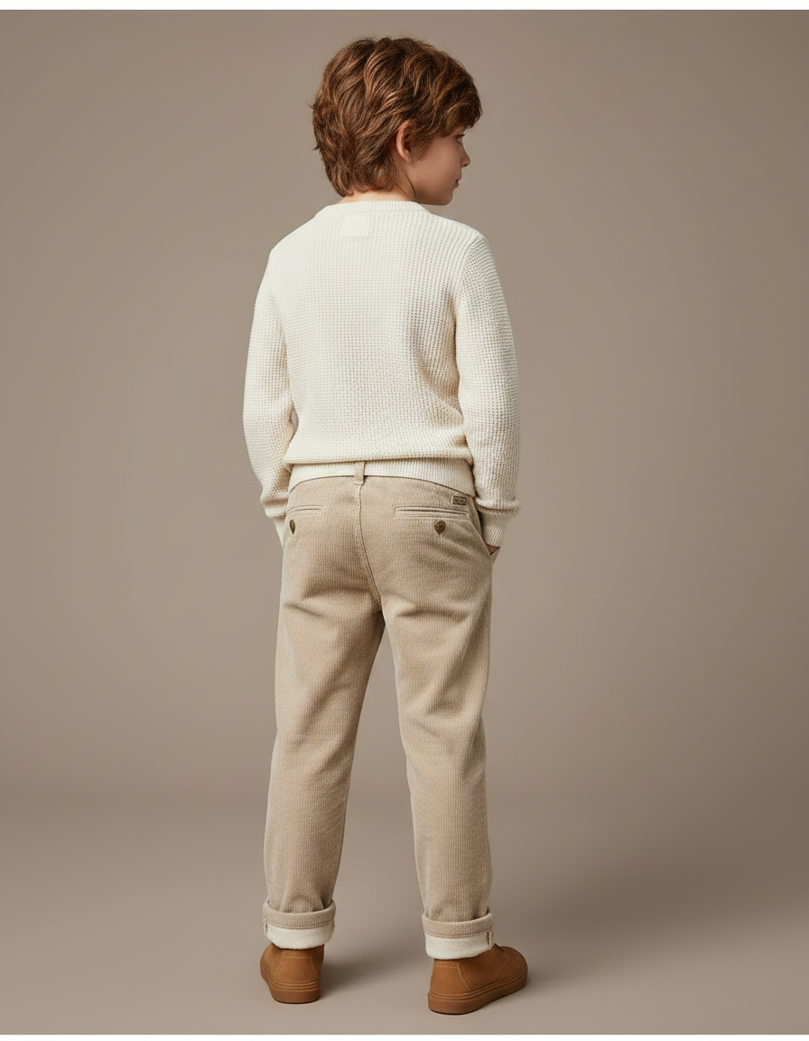 Pantalon Velours Garçon Beige Droit - Cordé - vue 2