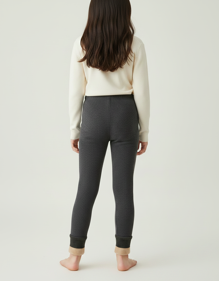 Pantalon Velours Côtelé Gris Chaud Enfant - Maille - vue 2