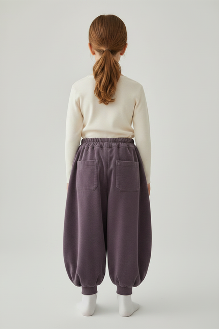 Pantalon Velours Côtelé Ample Violet Doublé Fille - Cordé - vue 2