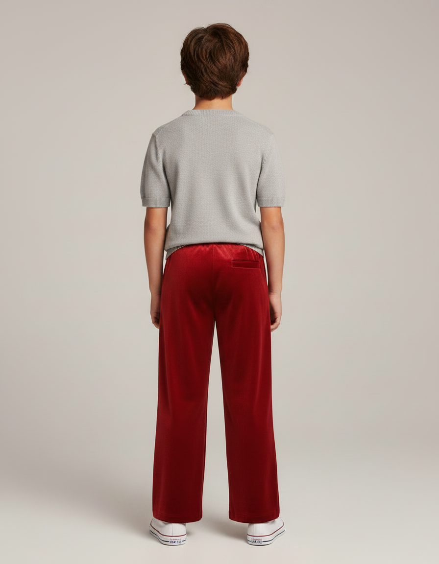 Pantalon Velours Rouge Ample Fluide Enfant - vue 2