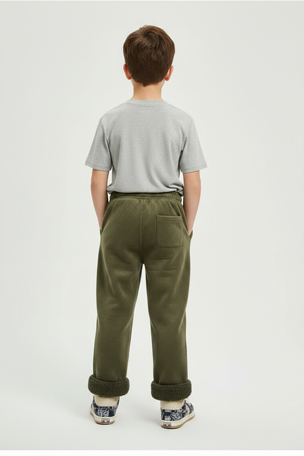 Pantalon Velours Vert Kaki Doublé Chaud Décontracté Garçon - vue 2