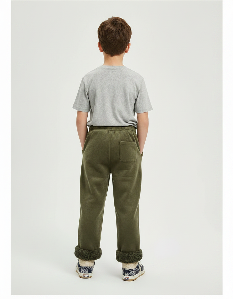 Pantalon Velours Vert Kaki Doublé Chaud Décontracté Garçon - vue 2