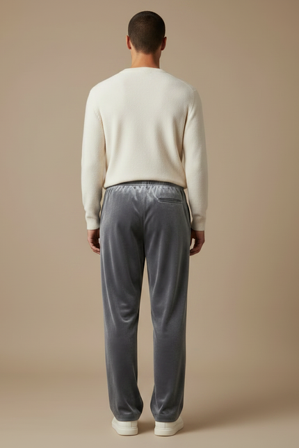 Pantalon Velours Gris Droit Ample Décontracté Homme - vue 2