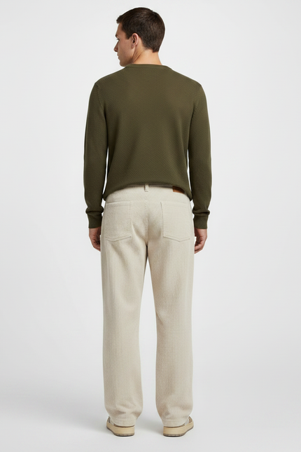 Pantalon Velours Beige Côtelé Ample Décontracté Homme - Cordé - vue 2