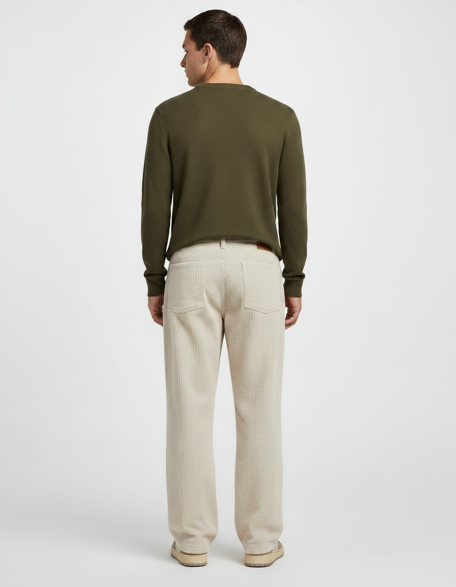 Pantalon Velours Beige Côtelé Ample Décontracté Homme - Cordé - vue 2