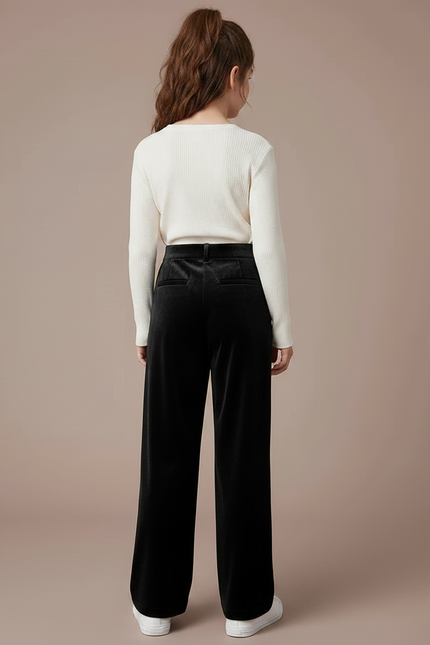 Pantalon Velours Noir Ample Droit Enfant - vue 2