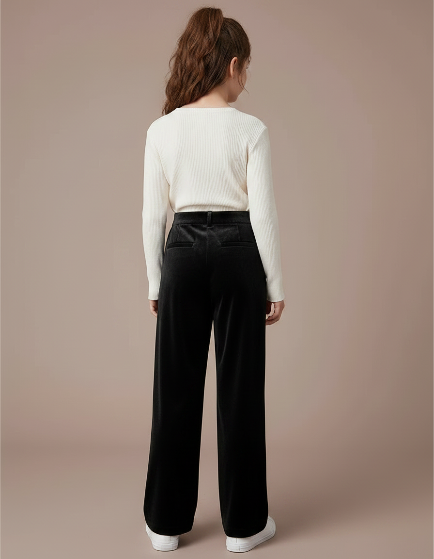 Pantalon Velours Noir Ample Droit Enfant - vue 2
