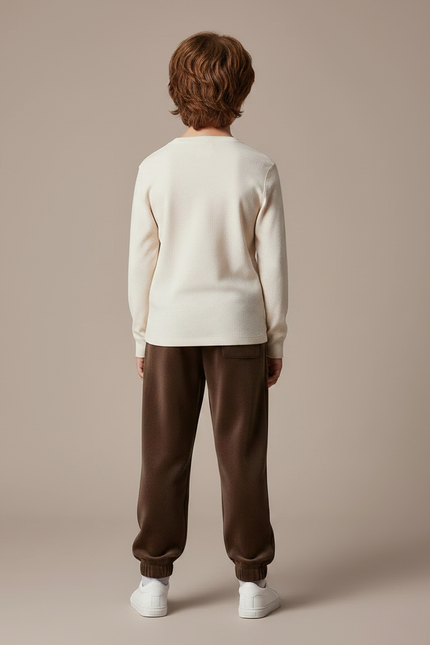 Pantalon Velours Marron Jogging Molletonné Doux Enfant - vue 2