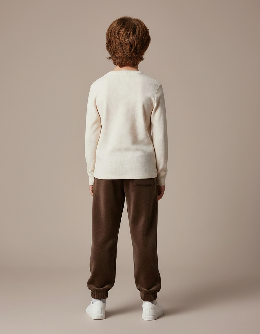 Pantalon Velours Marron Jogging Molletonné Doux Enfant - vue 2