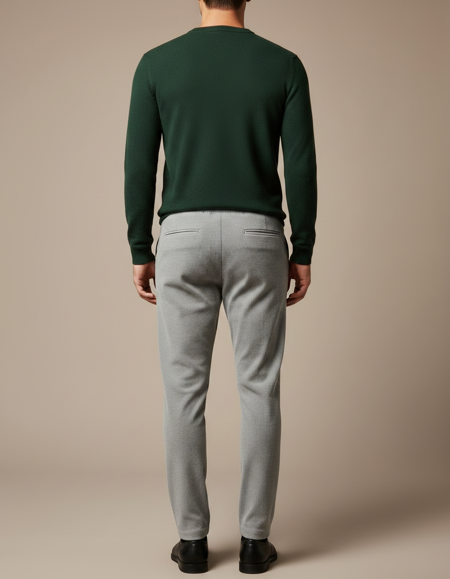 Pantalon Velours Côtelé Gris Décontracté Homme Cordon - Cordé - vue 2