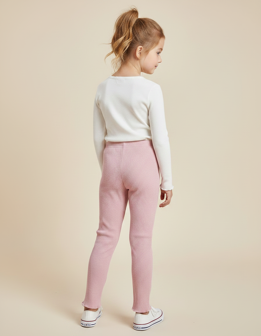 Pantalon Velours Rose Côtelé Slim Cœurs Enfant - vue 2