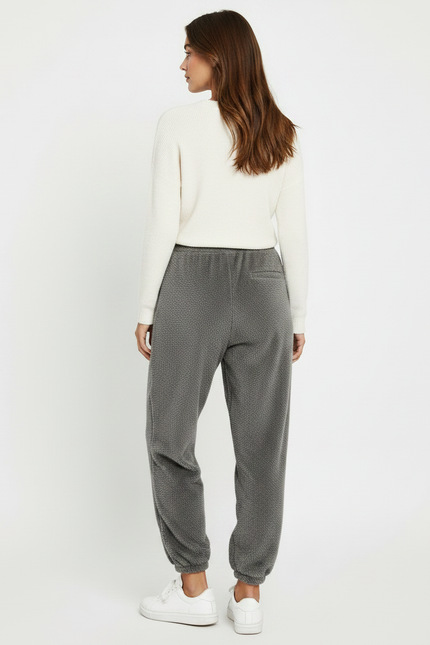 Pantalon Velours Gris Confortable Doux Ample Femme - vue 2