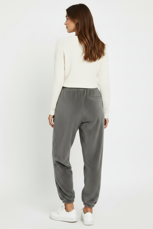 Pantalon Velours Gris Confortable Doux Ample Femme - vue 2