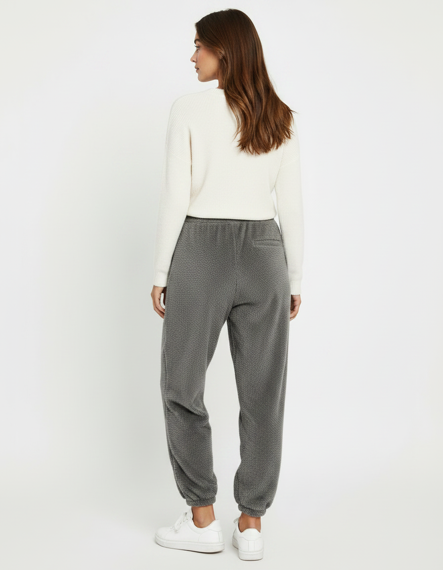 Pantalon Velours Gris Confortable Doux Ample Femme - vue 2