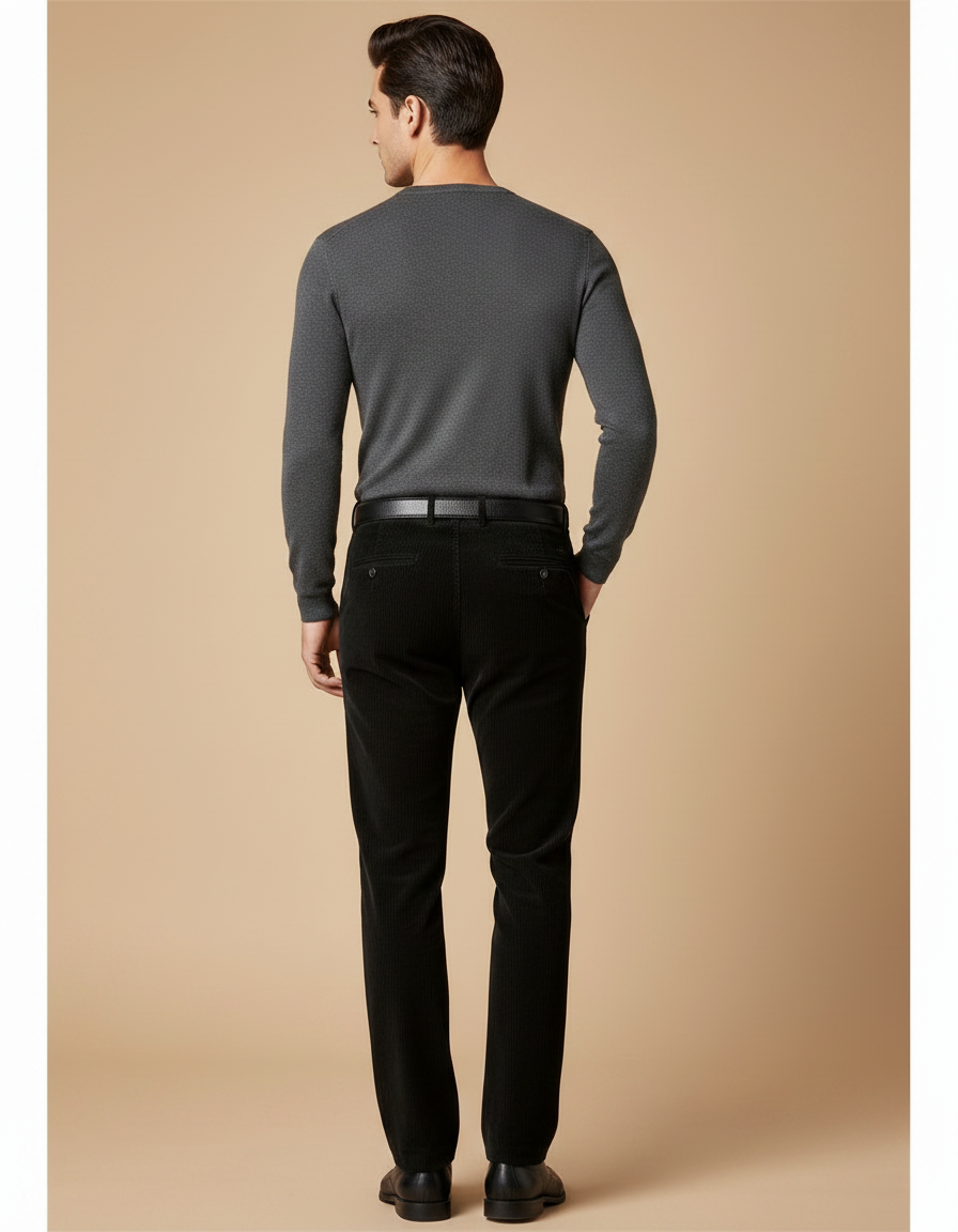Pantalon Noir Velours Homme - Cordé - vue 2