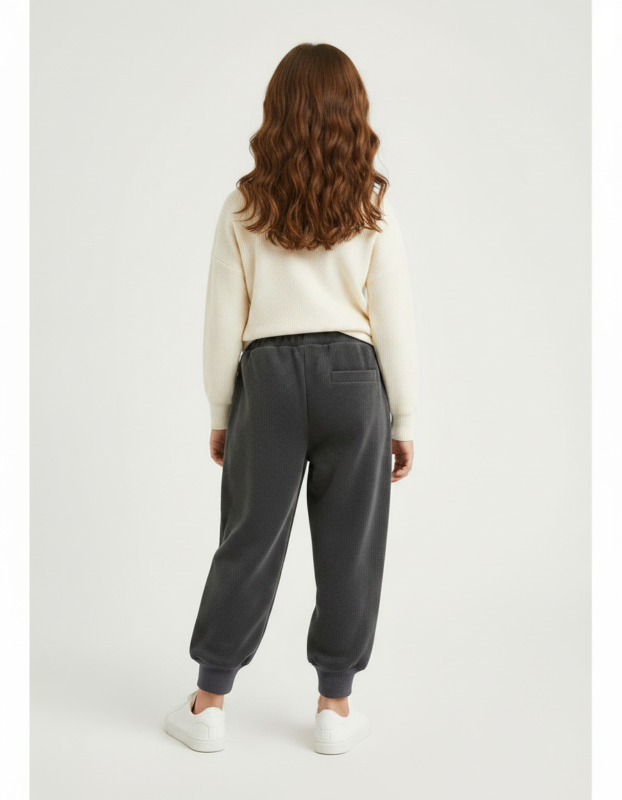 Pantalon Velours Gris Côtelé Ample Décontracté Enfant - Cordé - vue 2