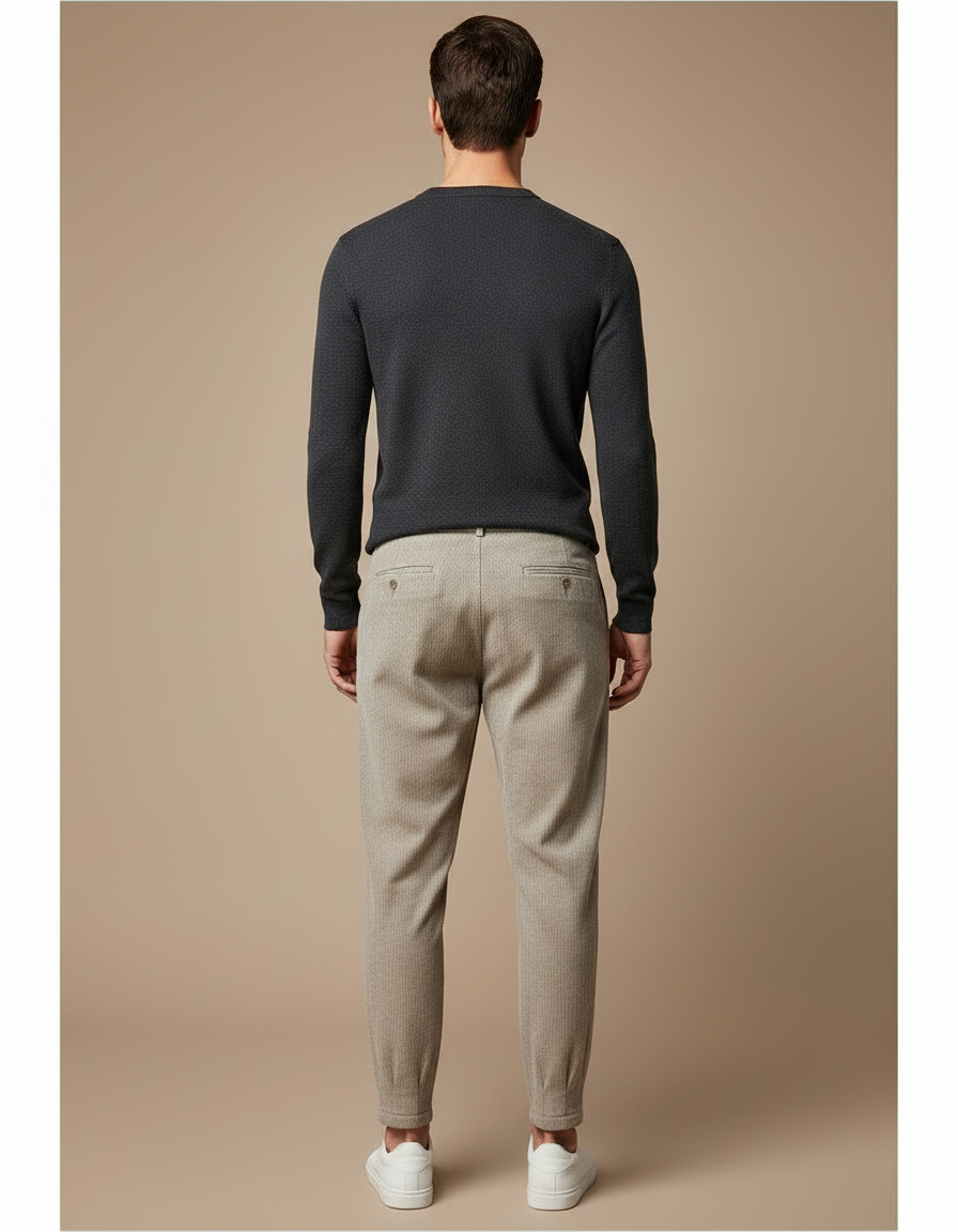 Pantalon Velours Beige Côtelé Plissé Décontracté Homme - Cordé - vue 2