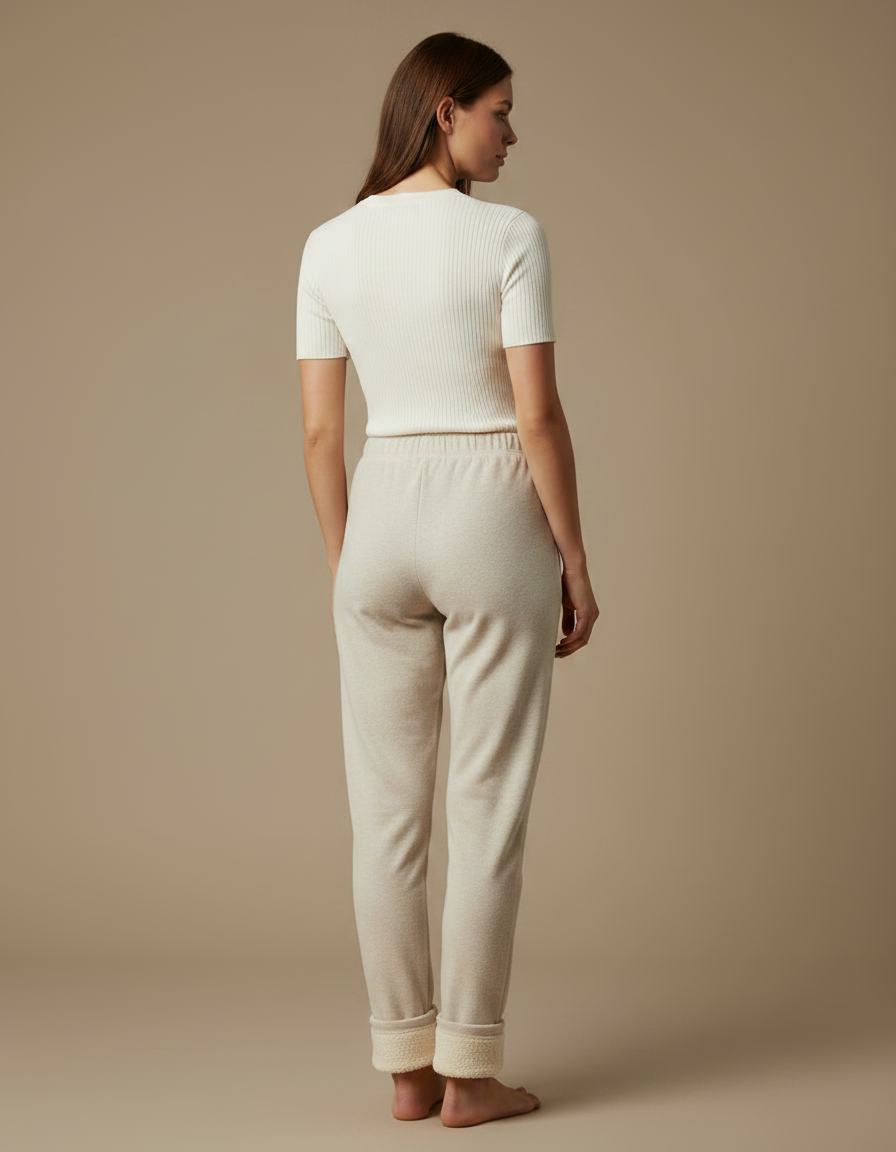 Pantalon Velours Beige Ample Doux Molletonné Femme - vue 2