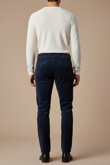 Pantalon Velours Bleu Marine - Cordé - vue 2