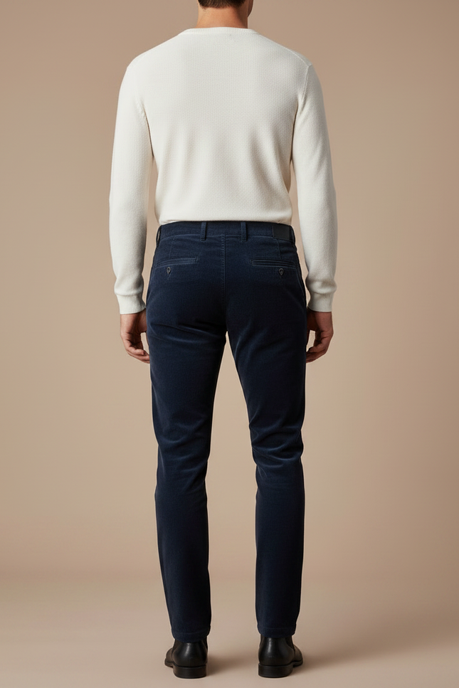 Pantalon Velours Bleu Marine - Cordé - vue 2