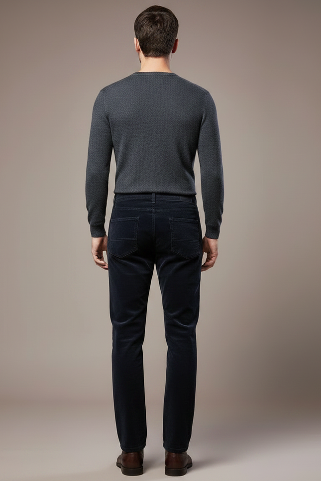 Pantalon Velours Cotelé Homme Noir - Marine Cordé - vue 2