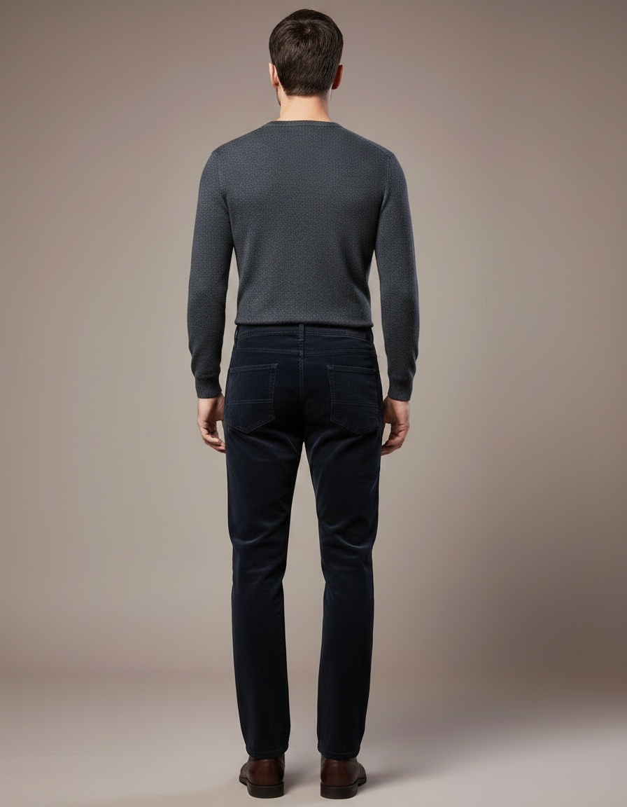 Pantalon Velours Cotelé Homme Noir - Marine Cordé - vue 2