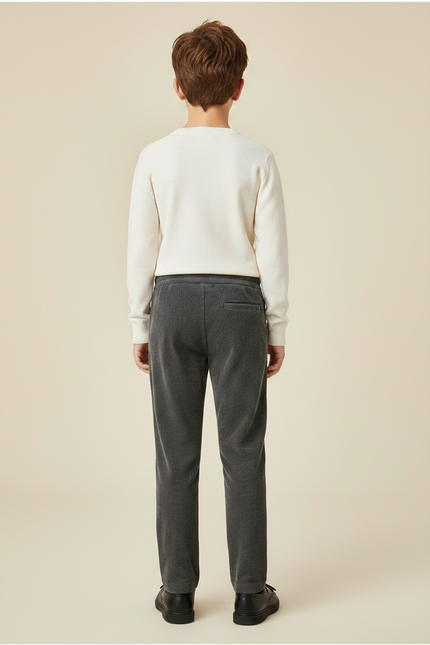 Pantalon Velours Côtelé Gris Garçon Droit Décontracté - Cordé - vue 2