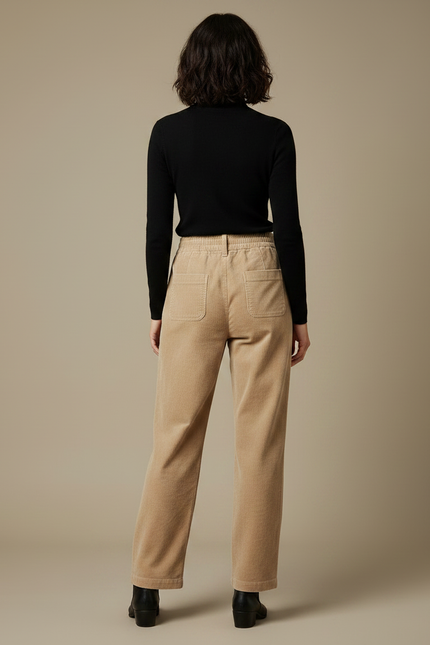 Pantalon Beige En Velours Côtelé - Cordé - vue 2