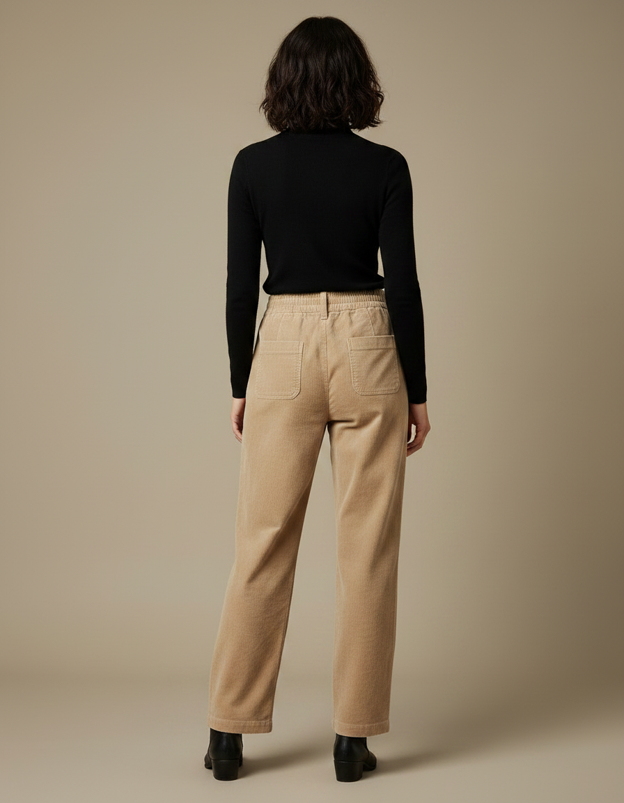 Pantalon Beige En Velours Côtelé - Cordé - vue 2