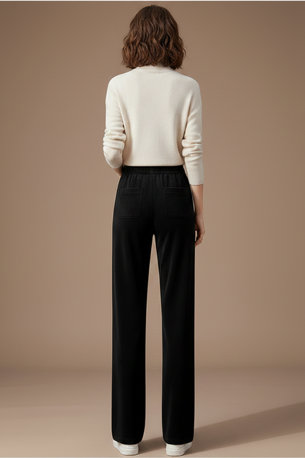 Pantalon Velours Noir Ample Droit Hiver Femme - vue 2