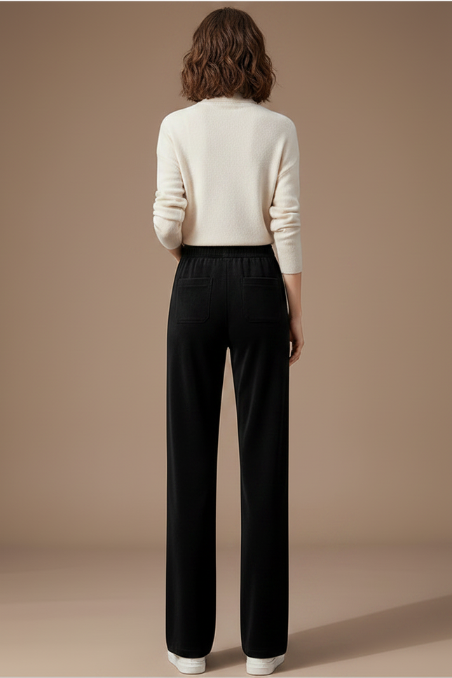 Pantalon Velours Noir Ample Droit Hiver Femme - vue 2