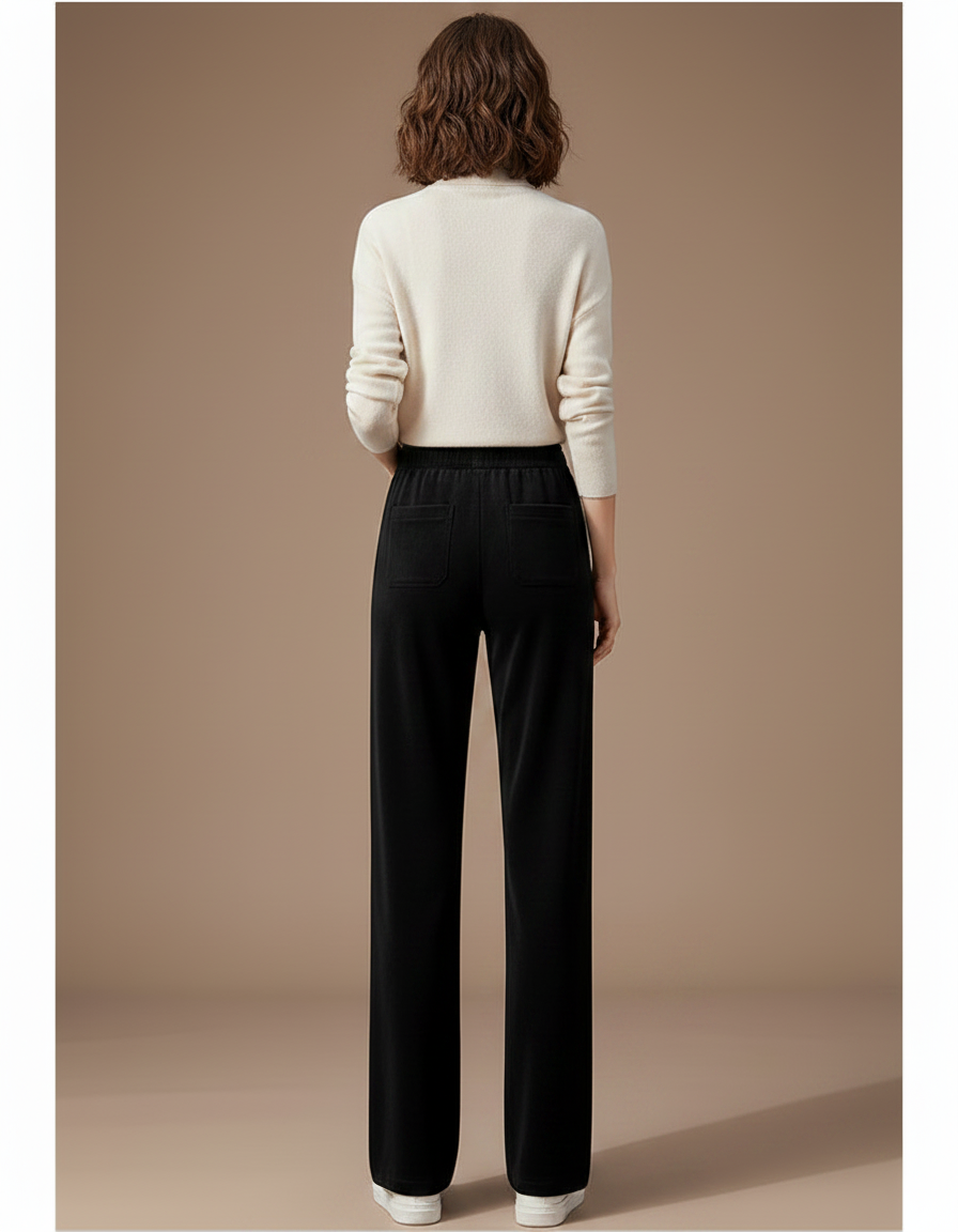Pantalon Velours Noir Ample Droit Hiver Femme - vue 2