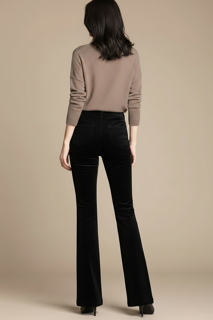 Pantalon Velours Femme Cotelé - Noir Cordé - vue 2