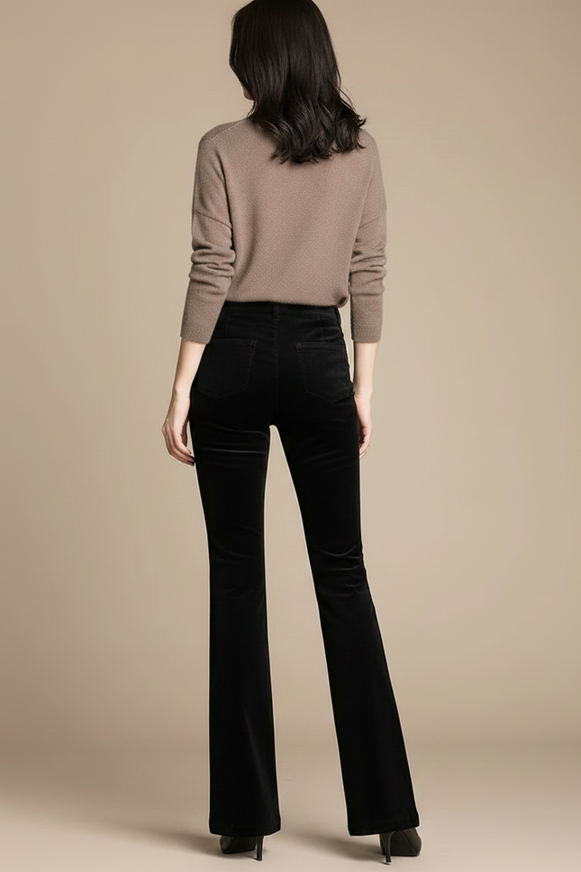 Pantalon Velours Femme Cotelé - Noir Cordé - vue 2