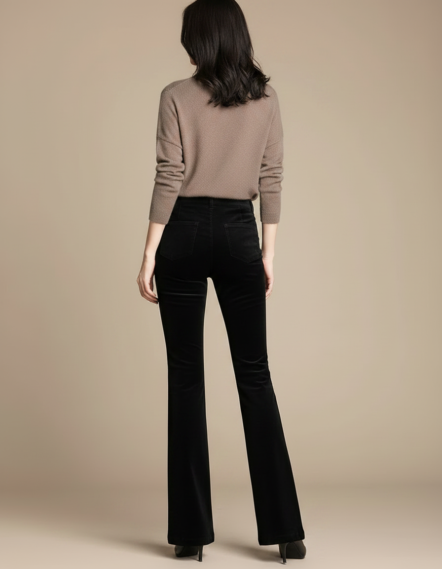 Pantalon Velours Femme Cotelé - Noir Cordé - vue 2