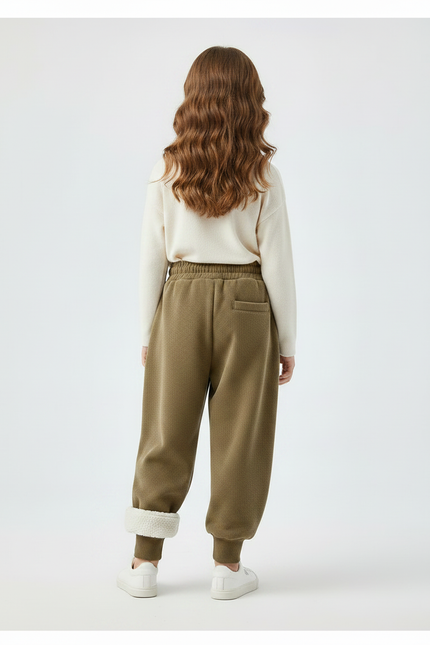 Pantalon Velours Côtelé Épais Kaki Doublé Enfant - Cordé - vue 2