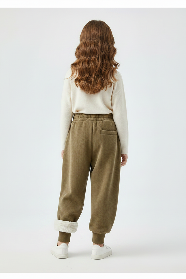 Pantalon Velours Côtelé Épais Kaki Doublé Enfant - Cordé - vue 2