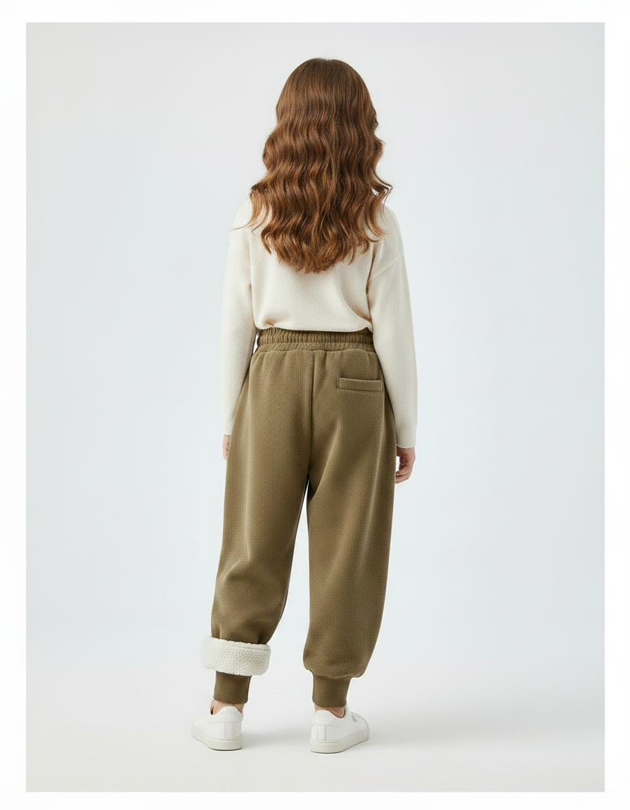 Pantalon Velours Côtelé Épais Kaki Doublé Enfant - Cordé - vue 2