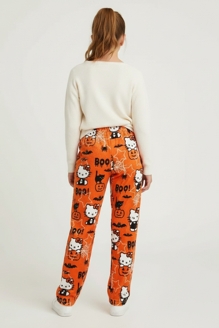 Pantalon Velours Orange Halloween Hello Kitty Doux Confortable - vue 2