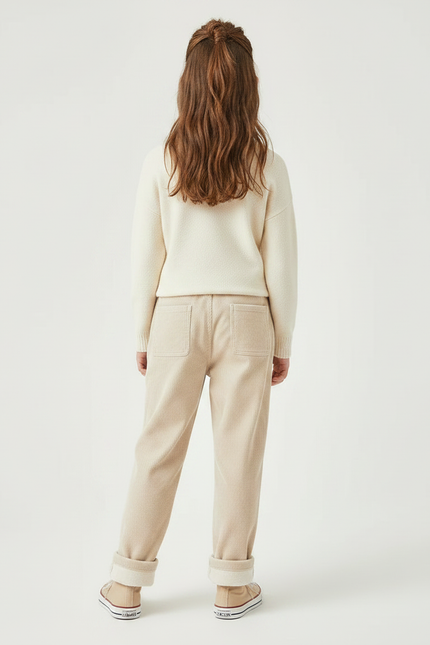 Pantalon Velours Beige Côtelé Ample Doublé Enfant - Cordé - vue 2