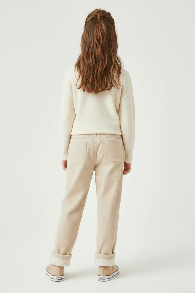 Pantalon Velours Beige Côtelé Ample Doublé Enfant - Cordé - vue 2