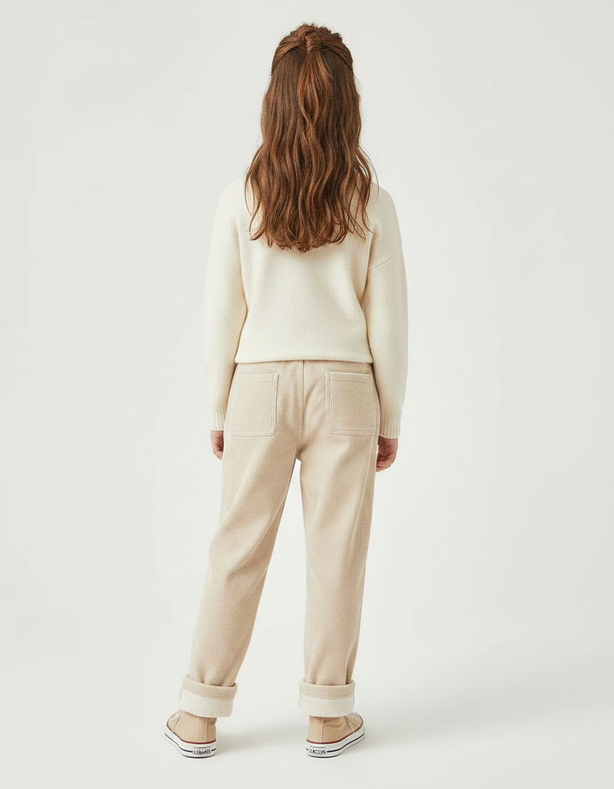 Pantalon Velours Beige Côtelé Ample Doublé Enfant - Cordé - vue 2