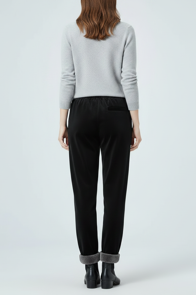 Pantalon Velours Noir Coupe Droite Doublé Chaud - vue 2