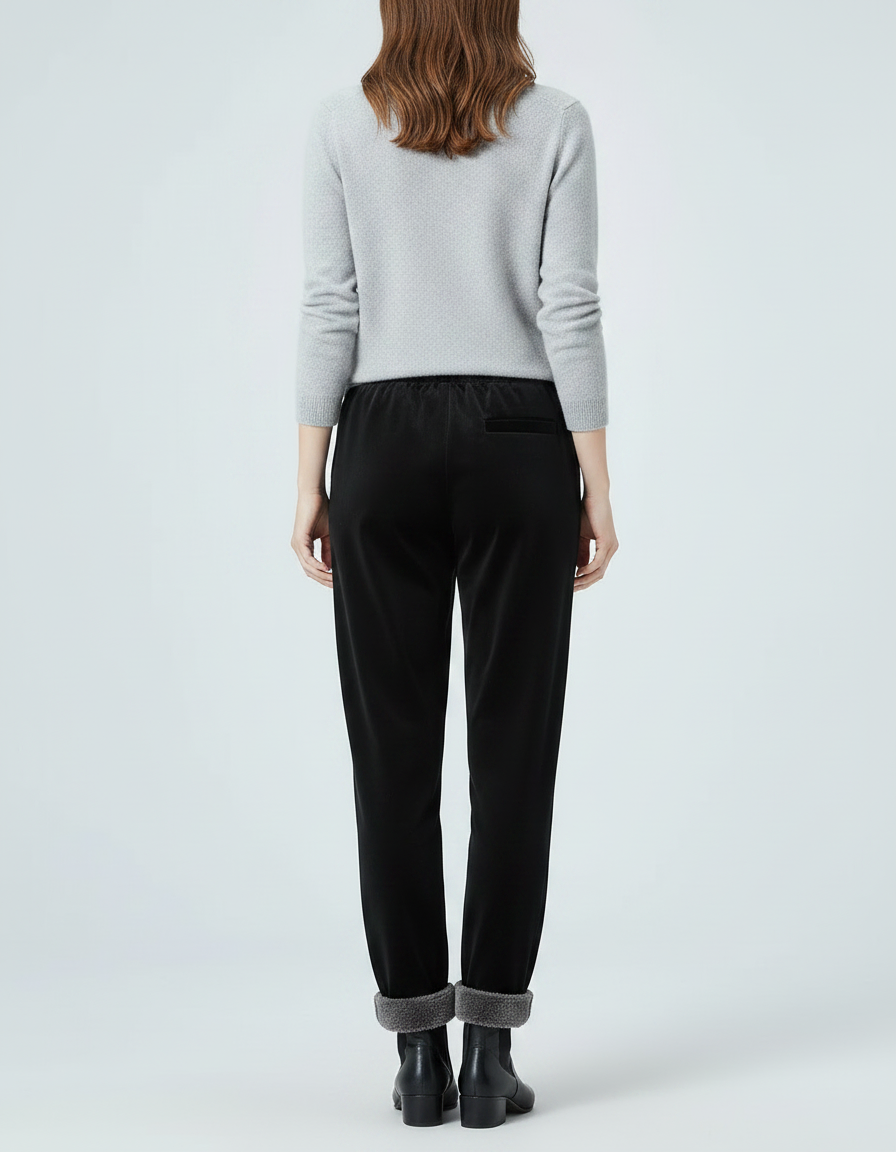 Pantalon Velours Noir Coupe Droite Doublé Chaud - vue 2