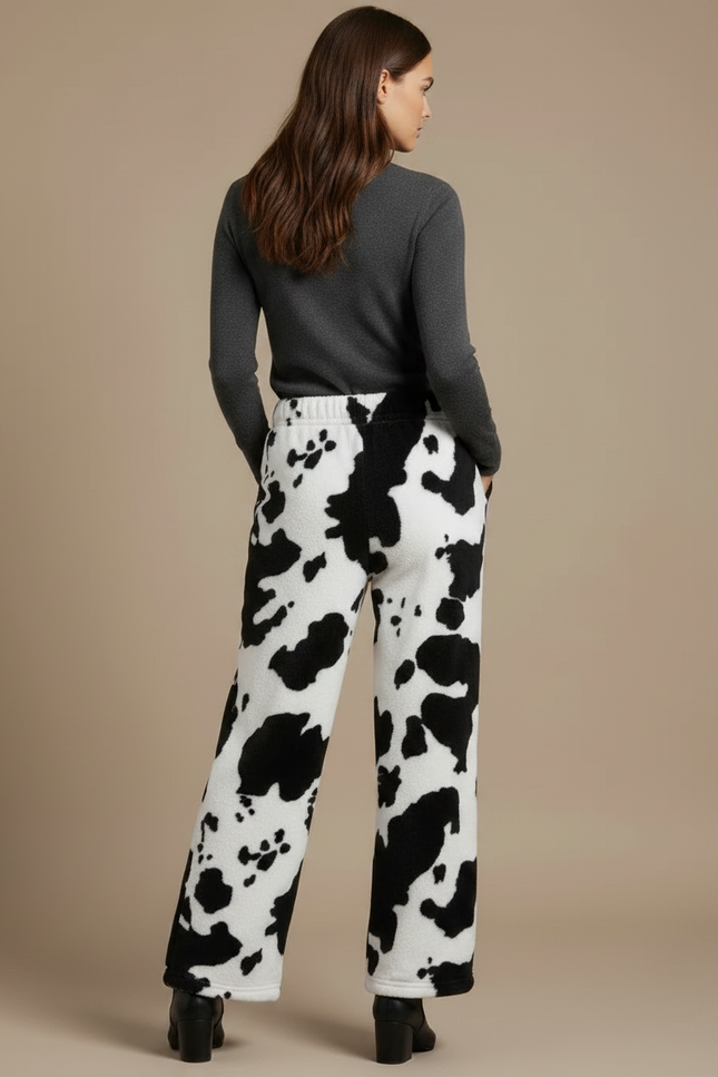 Pantalon Velours Imprimé Vache Ample Décontracté Femme - Molleton - vue 2
