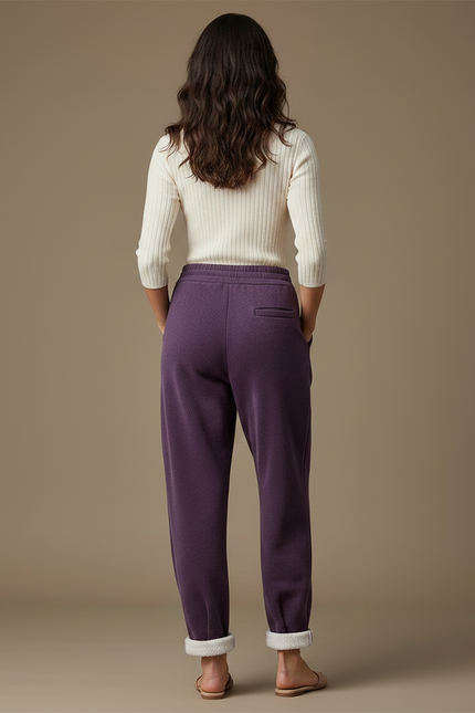 Pantalon Velours Violet Ample Doublé Polaire Décontracté - vue 2