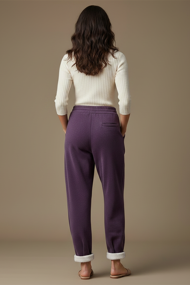 Pantalon Velours Violet Ample Doublé Polaire Décontracté - vue 2