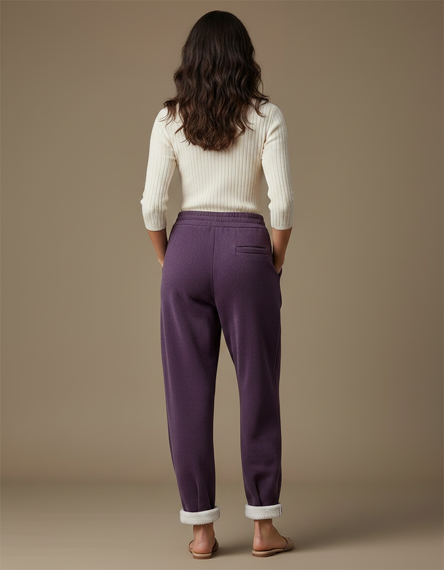 Pantalon Velours Violet Ample Doublé Polaire Décontracté - vue 2