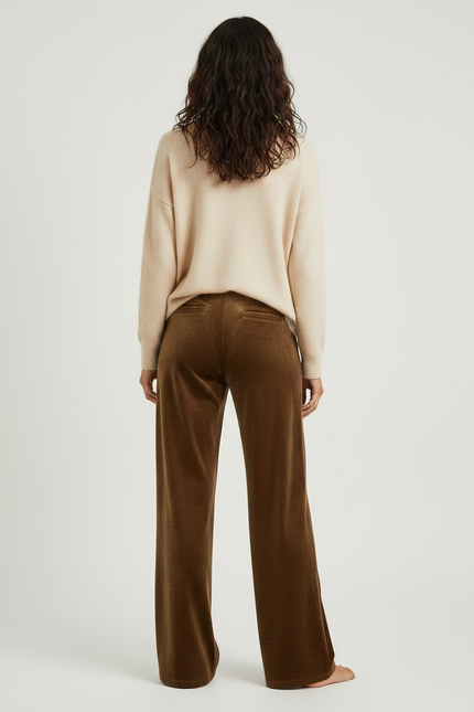 Pantalon Velours Marron Ample Fluide Décontracté - vue 2