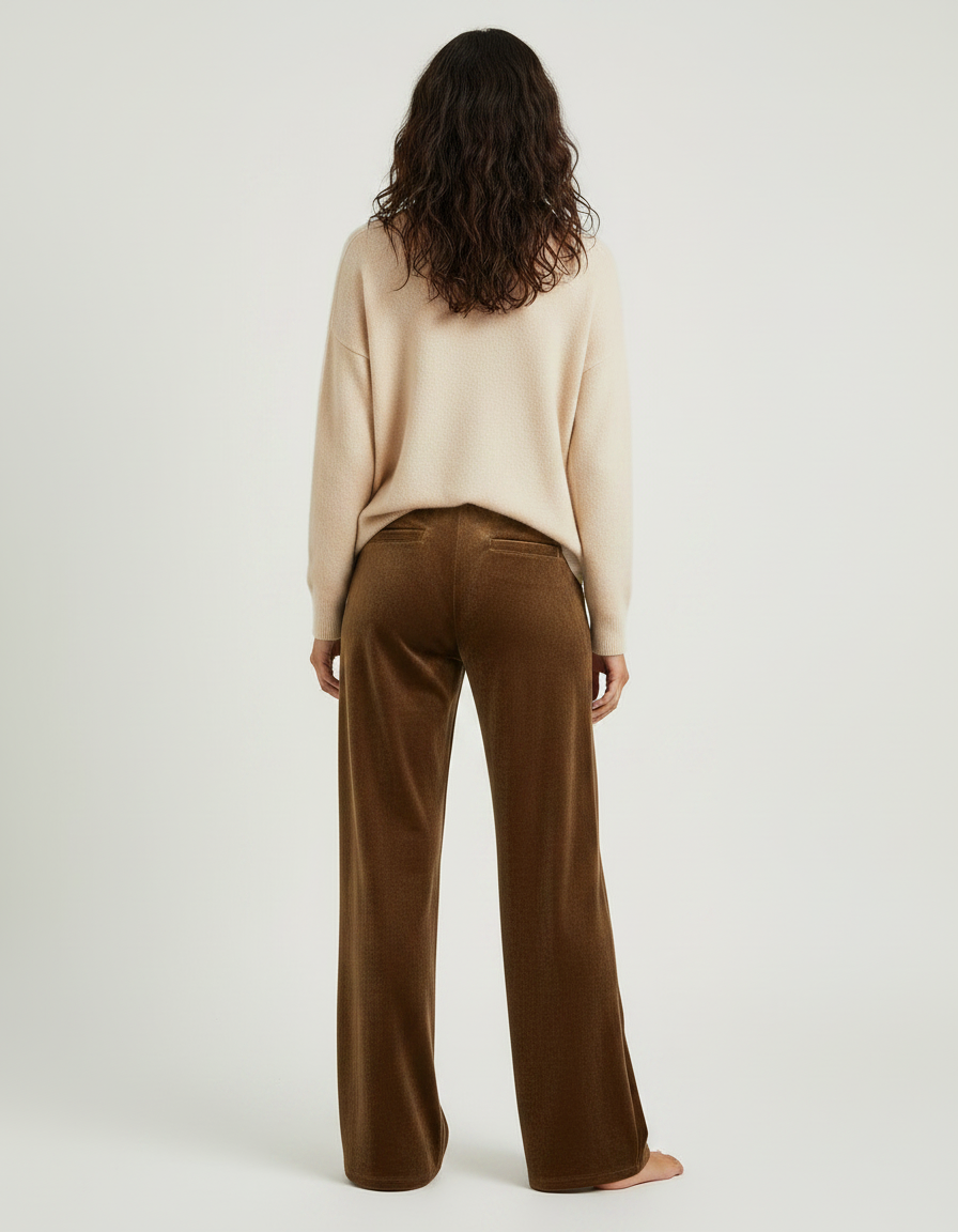 Pantalon Velours Marron Ample Fluide Décontracté - vue 2